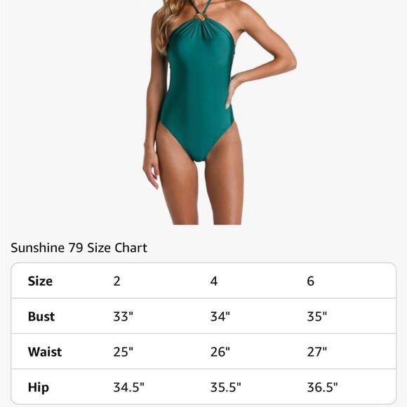 NWT Emerald Green Halter One-Piece Swimsuit - Picture 5 of 8